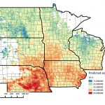 A map of the Midwest, showing the predicted Soy yield
