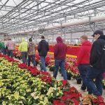 Farm and Industry Short Course students visit a greenhouse at Natural Beauty, a wholesale floral operation in Denmark, Wis., as part of the inaugural Agricultural Experience Tour in November 2017. An anonymous $50,000 gift will fund the tour for four more years. FISC Photo