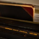 A close up of old journals in the UW achieves
