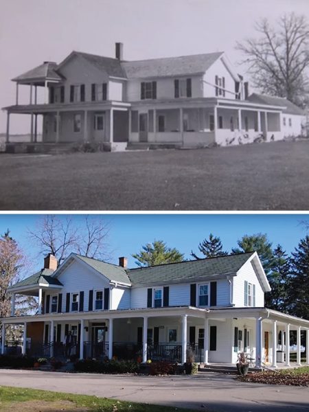 A side by side of the same home decades apart.